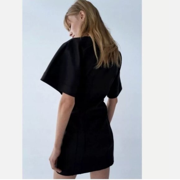 Zara Neoprene Effect V-Neck Black Mini Dress Women Size S NEW WITH TAG! - Picture 11 of 12